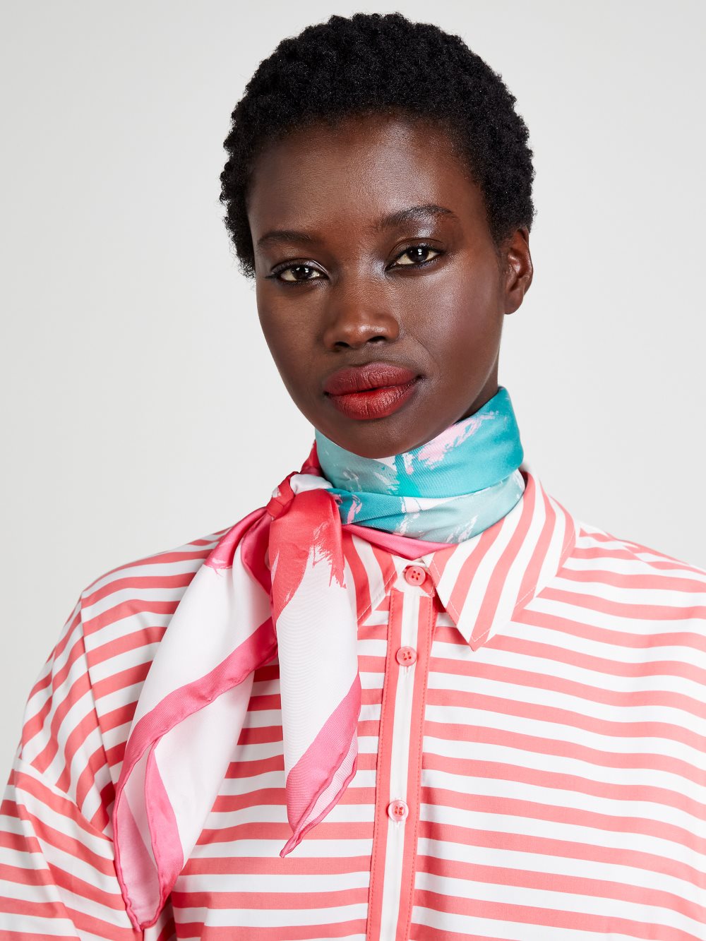Women's 151 french cream (april) just rosy silk square scarf | Kate Spade