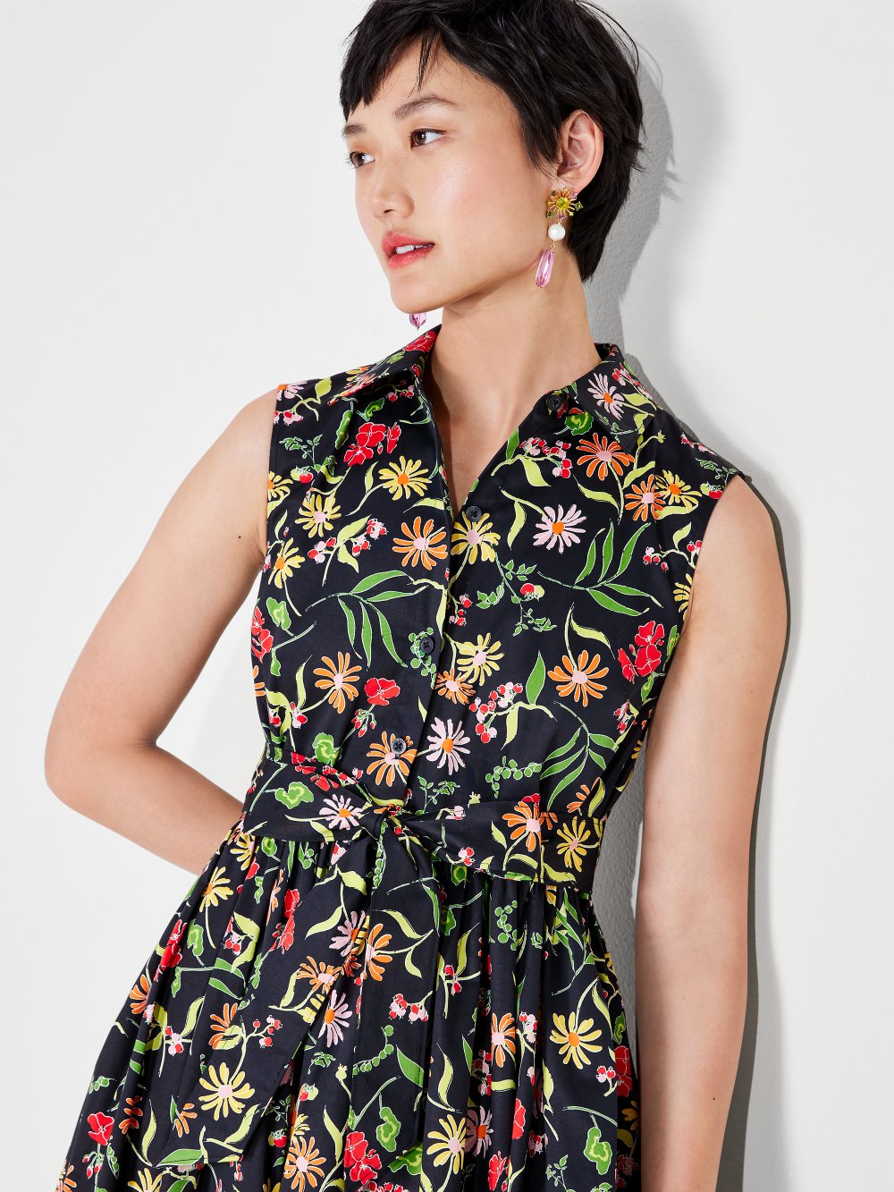 Women's  black multi.  rooftop garden floral marina dress | Kate Spade