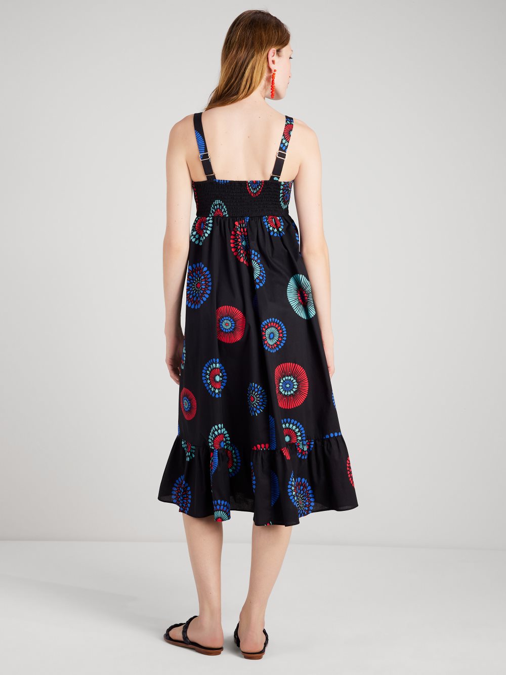 Women's black multi. firework floral al fresco midi dress | Kate Spade