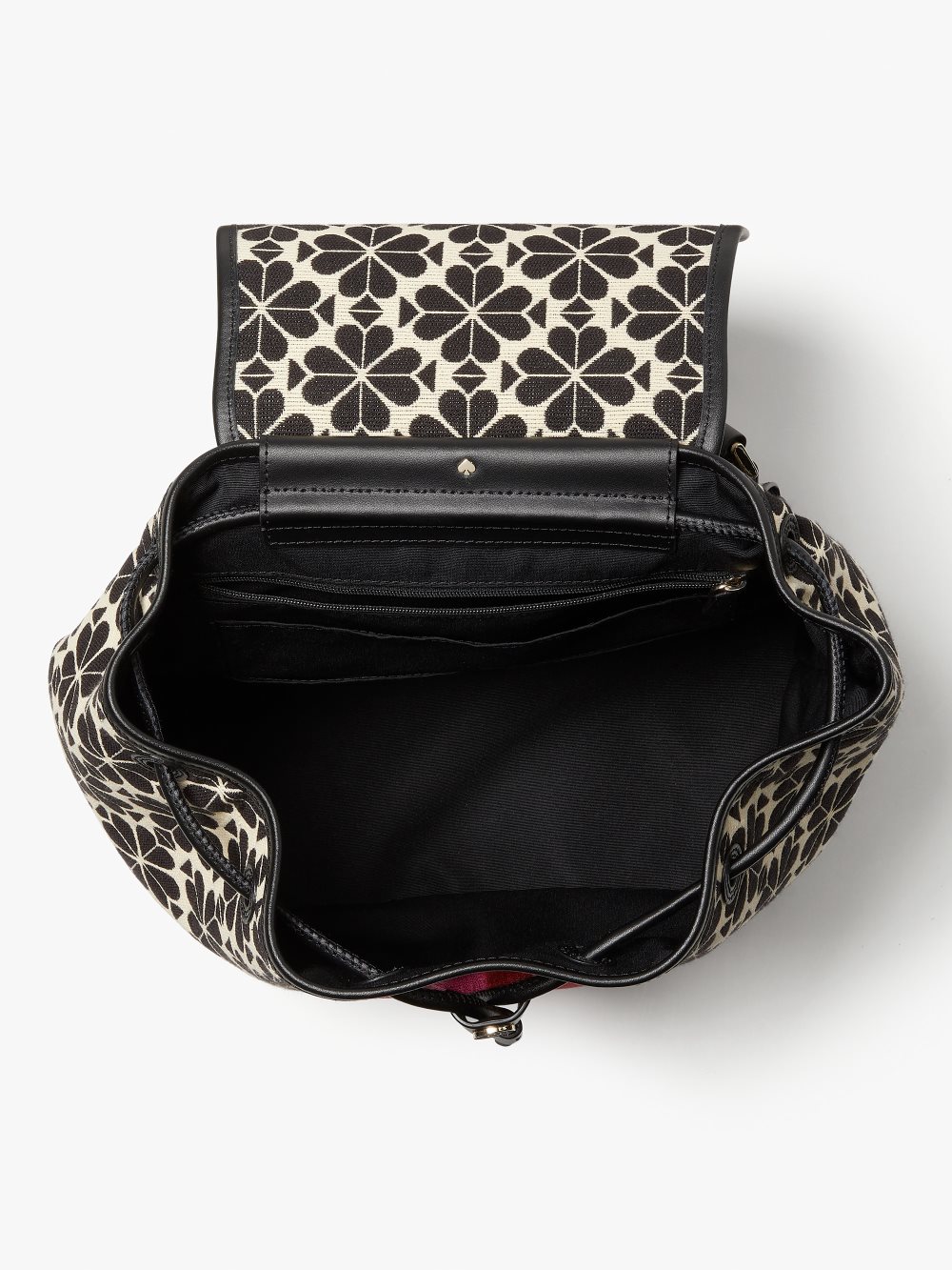 Women's cream multi spade flower jacquard stripe sinch medium flap backpack | Kate Spade