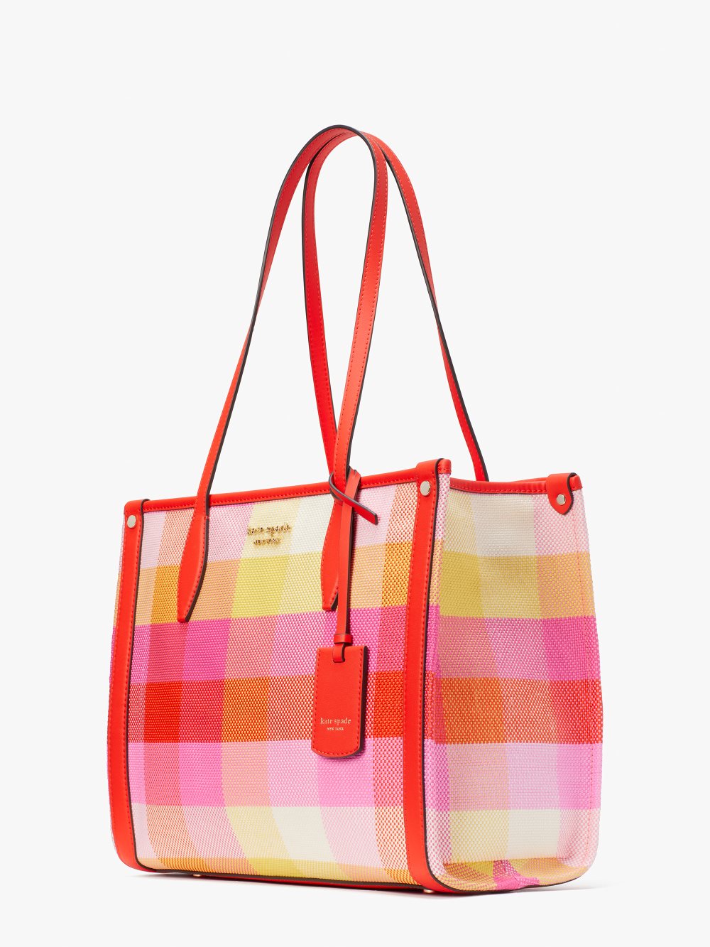 Women's pink multi market madras medium tote | Kate Spade