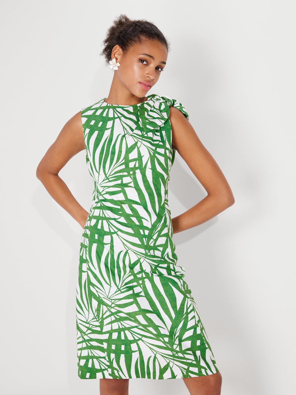 Women's  bitter greens  palm fronds knot shoulder dress | Kate Spade
