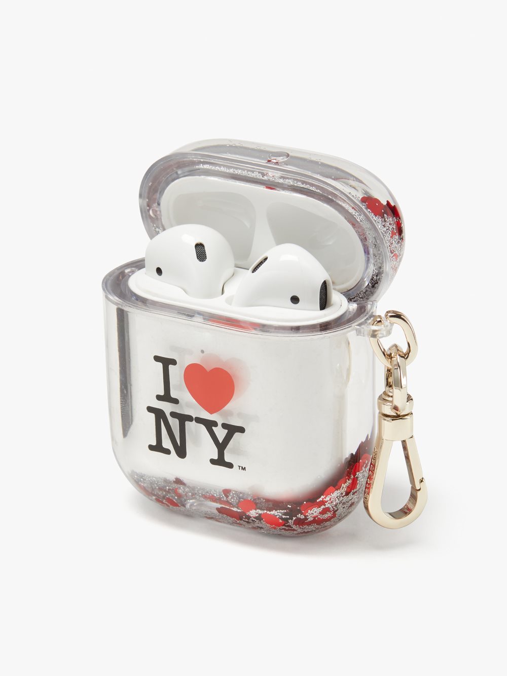 Women's black multi i heart ny x Kate Spade liquid glitter airpods case | Kate Spade